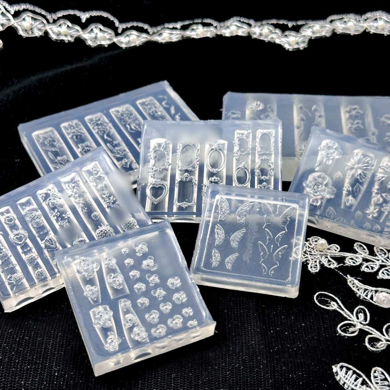 Hot-selling cross-border high-transparency butterfly pattern rose flower lily ice flower border sunflower nail art mold