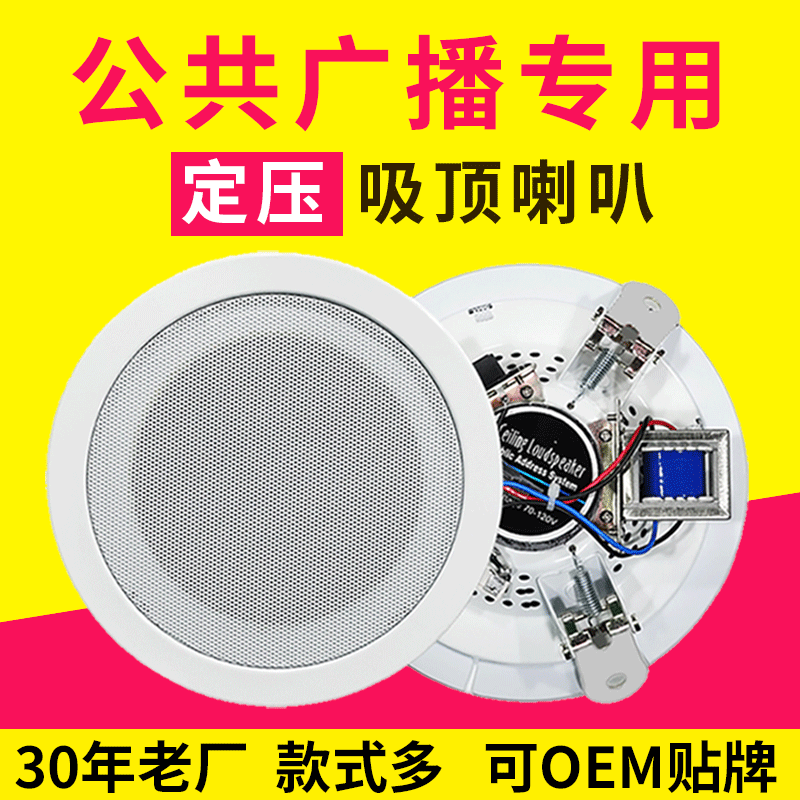 Constant Voltage Ceiling Speaker 5 Inch 6 Inch Commercial Drop Ceiling Speaker Fire Alarm Background Music Metal Ceiling Speaker