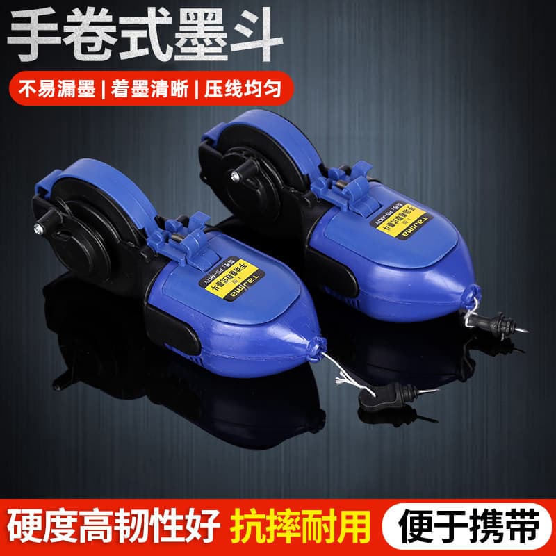 Factory Wholesale Hand-Rolled Ink Marker Ink Line Carpenter's Tool Manual Roll-Type Automatic Rewinding Woodworking Ink Marker