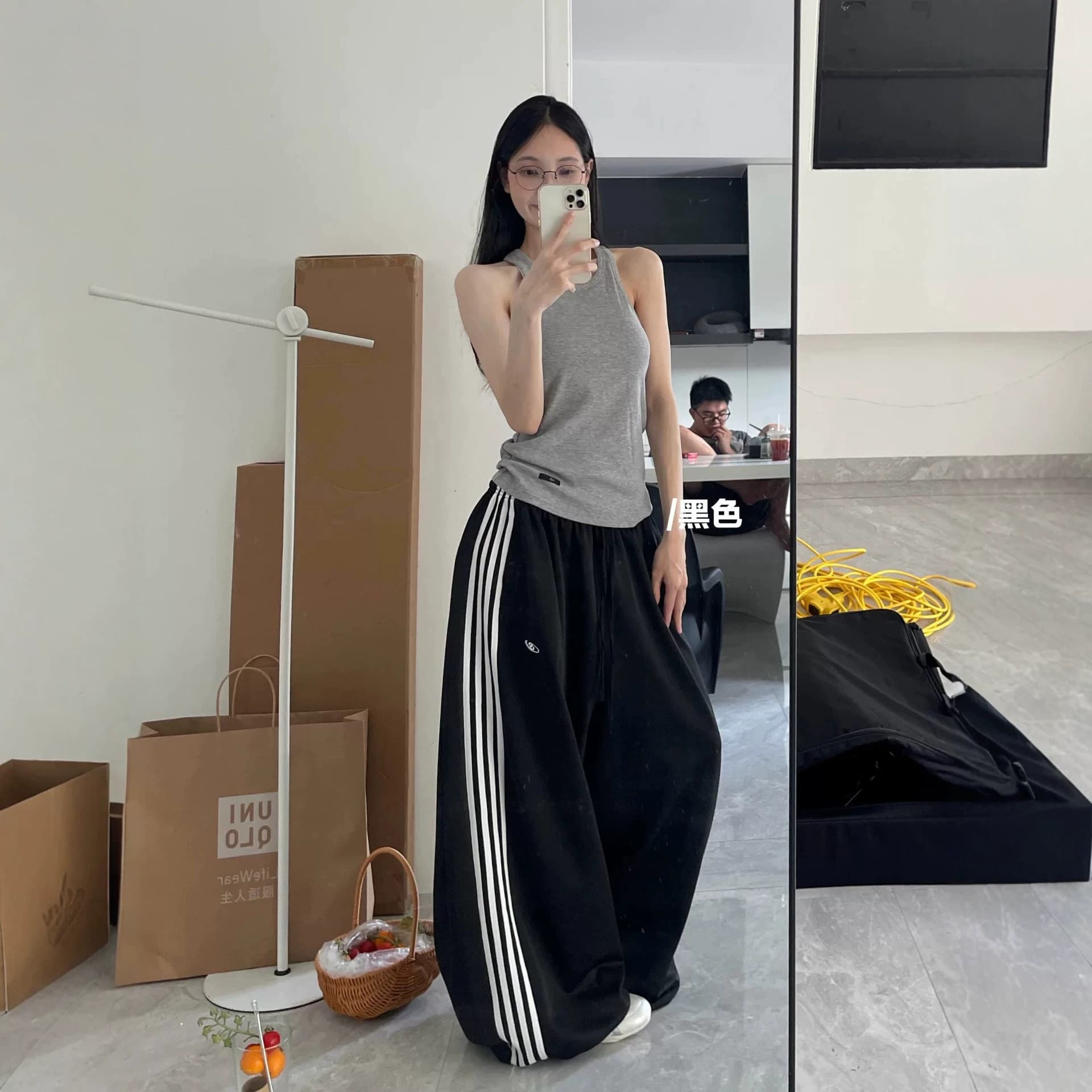 Cross-border Supply American Retro Sport Stripe Wide-leg Pants Women Relaxed Casual Pants Slimming Loose Jazz Dance Pants
