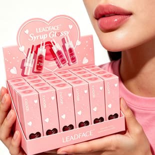Export 24-Piece Display Case Ice-Transparent Lip Gloss, Mirror Water-Gloss Moisturizing Lip Gloss Lip Oil Lipstick Gloss