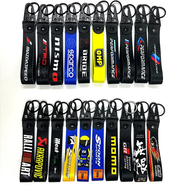 JDM Modified Digital Print Anime Eagle Beak Keychain Motorcycle Car Key Fob Ribbon