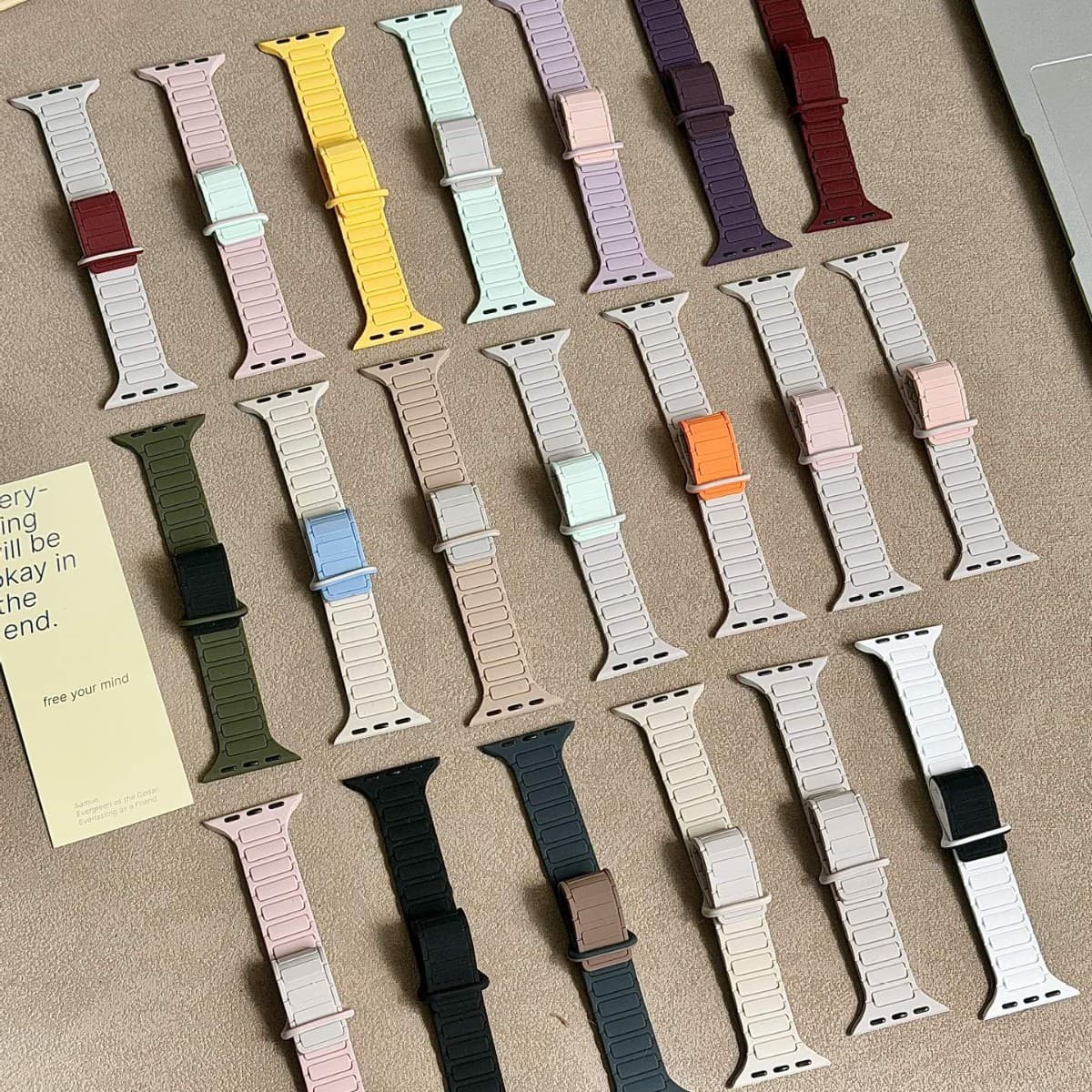 Slim 3-Bead Magnetic Silicone Strap for Apple Watch iWatch 11th Gen 10/9/8/7/6 Ultra/SE