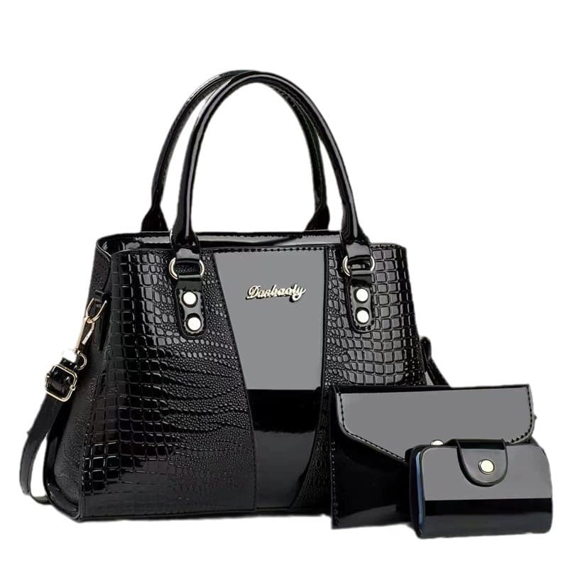 Drop Shipping Women's Handbag 2024 New Style Premium Crocodile Texture 3-Piece Set Elegant Shoulder Crossbody Bag