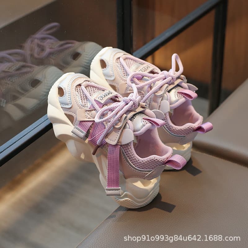 Children's Sports Shoes 2025 Spring and Summer New Girls' Beach Sandals Middle and Big Kids' Hollow Breathable Dad Shoes