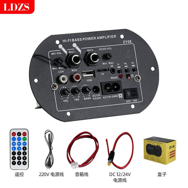 Square Dance Dual Microphone Karaoke Subwoofer Amplifier Board Bluetooth Amplifier Car Audio with Adjustable Reverb