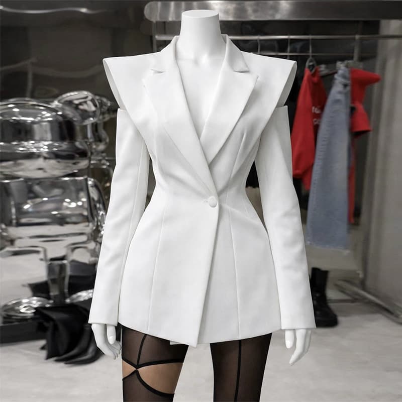 European and American Cross-Border Women's Fashion 2026 Spring New Stylish Waist-Cinching Blazer with a Solid Color Design