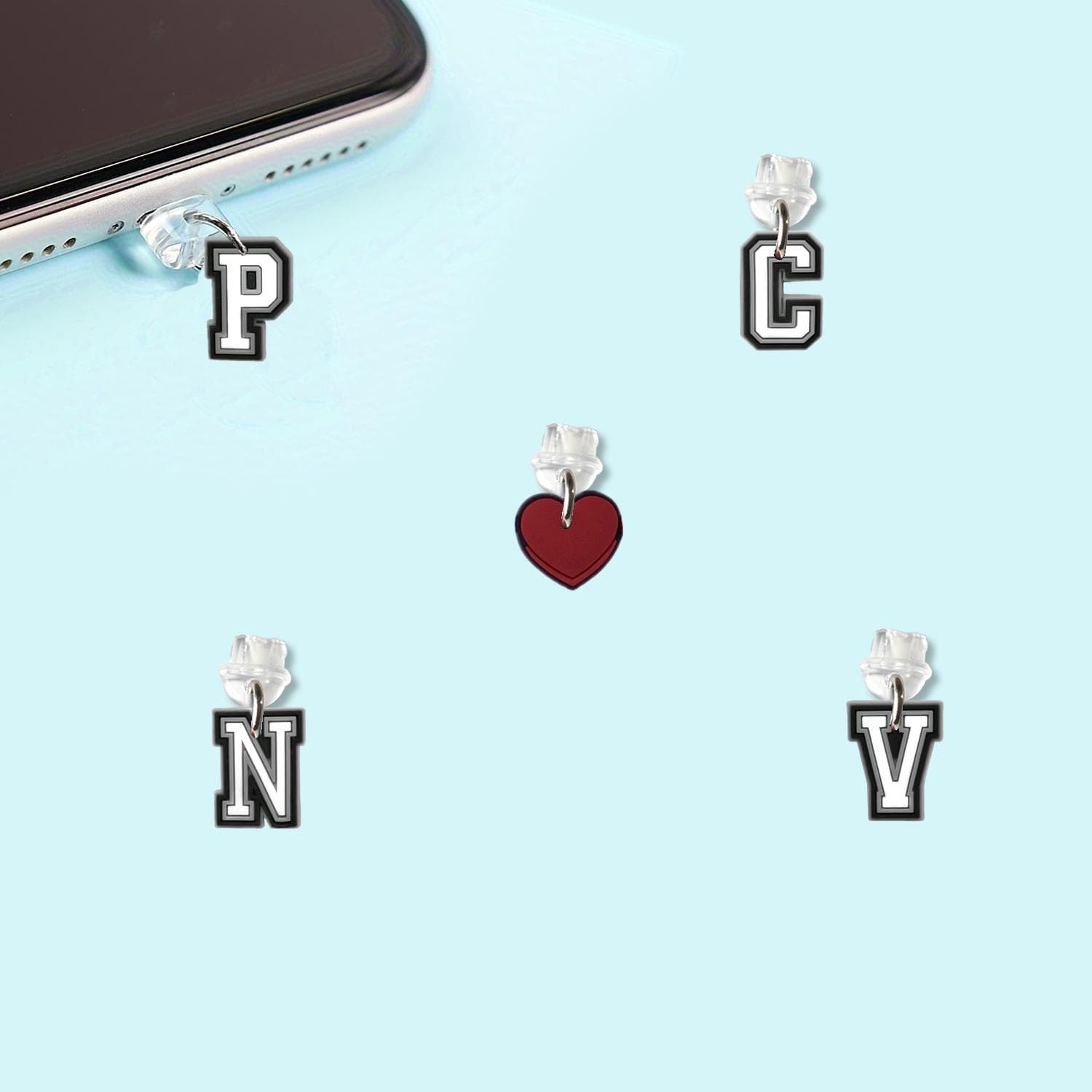 Amazon Black Letter Phone Dust Plug Dunhuang Tail Plug Hanging Decoration Cross-Border Hot Selling Creative Cartoon Phone Hole