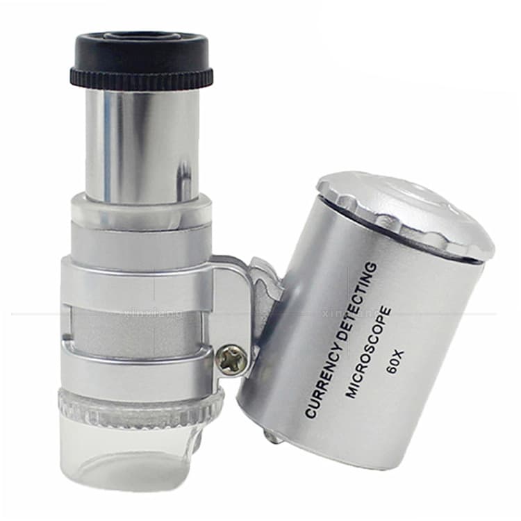 60x Microscope LED Light Currency Detection Fluorescent Lamp High-Definition Portable Magnifier for Identifying Antique Coins Authenticity