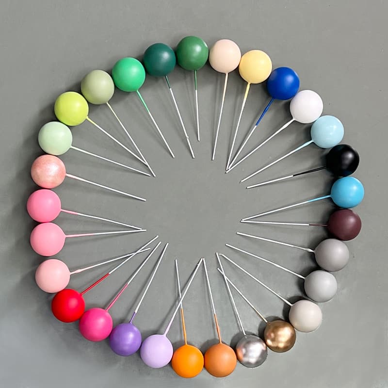 Gold and silver sphere cake decorations, 1.5cm spheres, white spheres, blue spheres, pink and black pearlescent glitter spheres