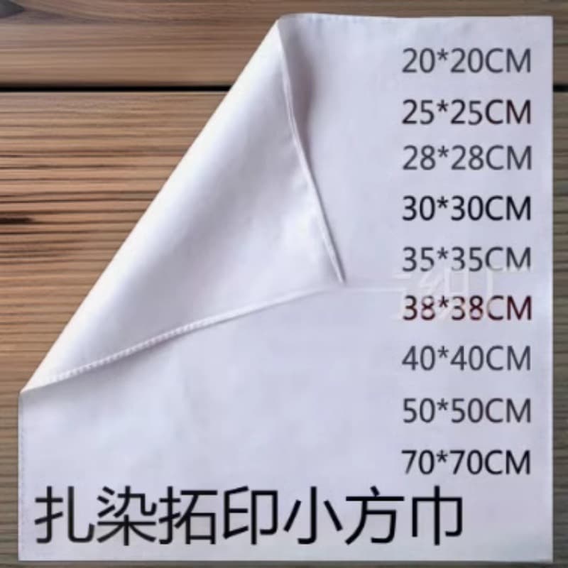 White Handkerchief Tie-Dye Square Scarf Pure Cotton Blue Dye White Handkerchief for School Teaching, Infant Rubbing Print Handmade DIY