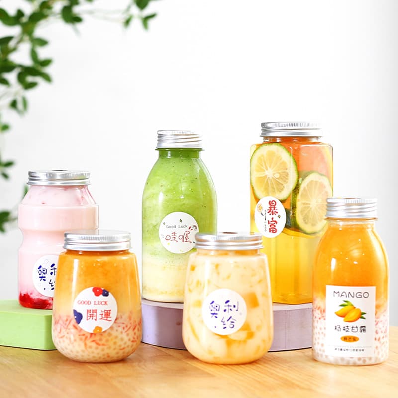 Mango Pomelo Sago Bottle Viral Milk Tea Cup Disposable Lidded Juice Drink Cup Cold Beverage Container Commercial Use by Chubby Home
