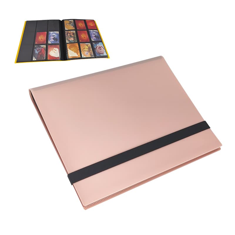 Black Binding Strap 9-Pocket Card Album, 360-Card Capacity, Sports Star Game Card Album, Anime Game Card Collection Wholesale, 4-Slot Card Album