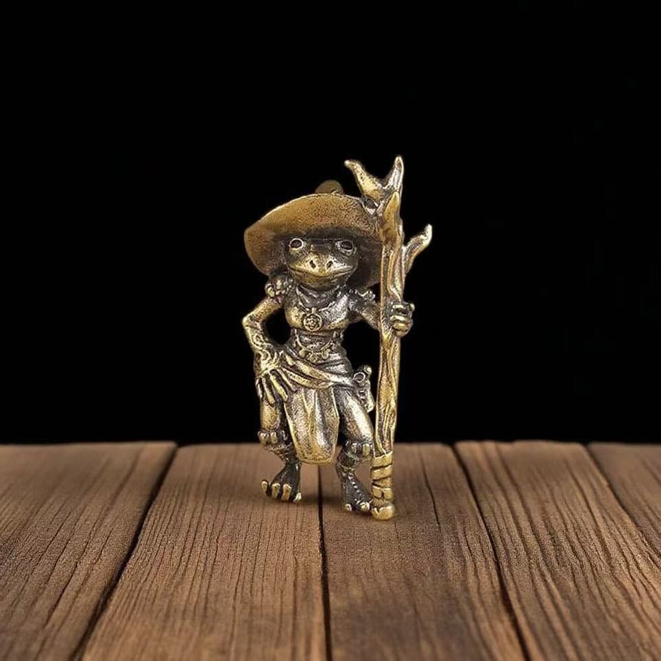 Brass Cross-border Hot-Selling Guarding Frog Guardian Mage Figurine, Desktop Home Decoration Brass Craft Ornament