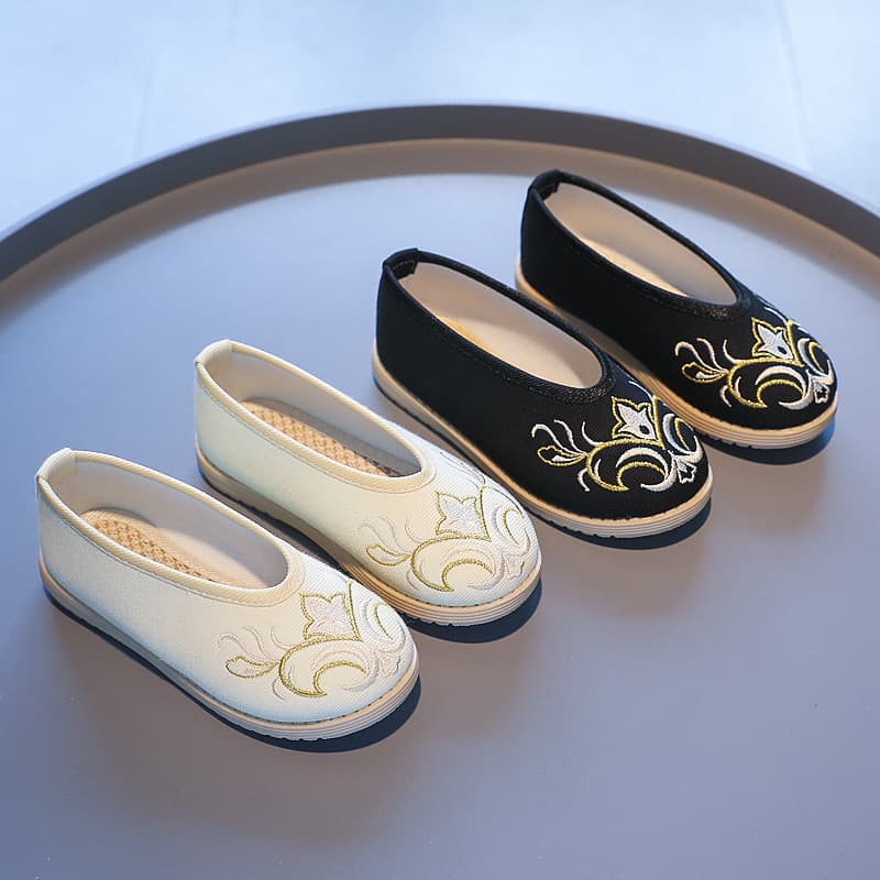 Boys Hanfu Shoes, Children's Old Beijing Cloth Shoes, Spring Autumn Chinese Style Embroidered Shoes, Ancient Costume Shoes, Performance Shoes, Ethnic Shoes