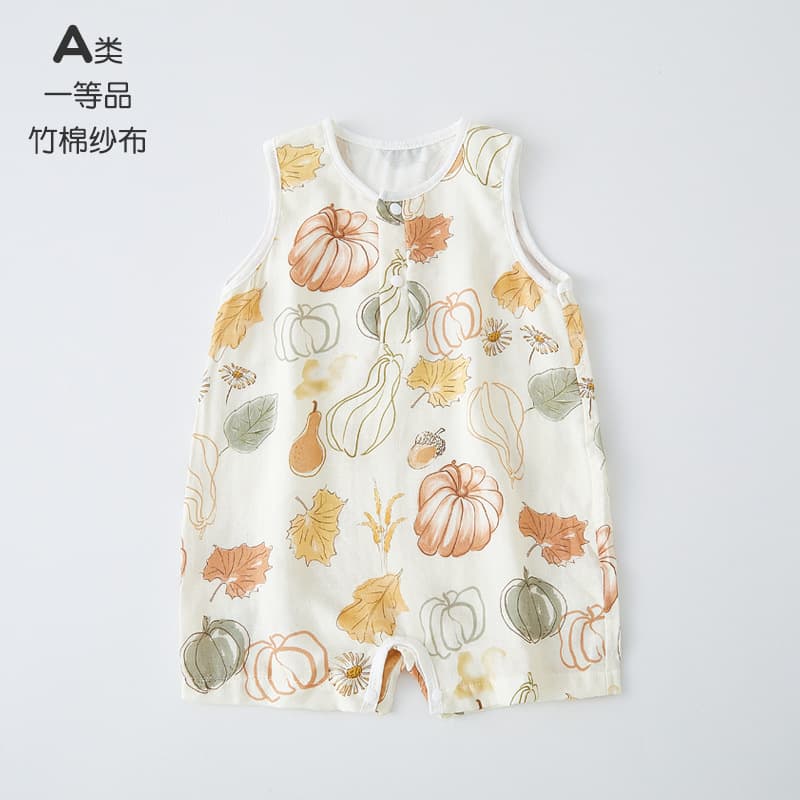 Baby Summer Bamboo Cotton Gauze Ultra-Thin Onesie Romper Bodysuit Vest Sleeveless Baby Clothes