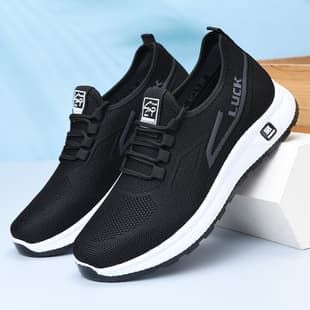 Men's Shoes Spring Autumn New Arrival Old Beijing Cloth Shoes Fly Knit Breathable Comfortable Walking Shoes Shallow Mouth Outdoor Versatile Casual Shoes