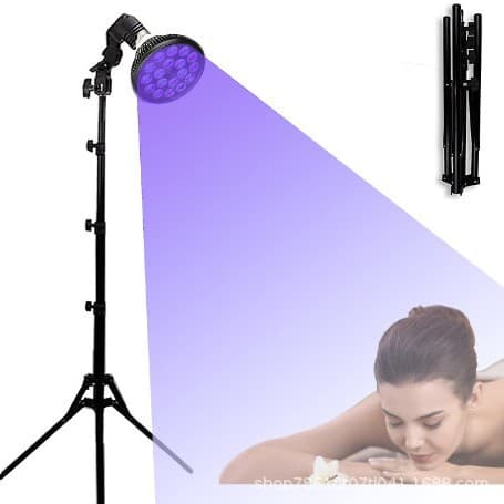 54W Sanshou Lamp with Folding Tripod, PAR38 Blue/Ultraviolet Light, E27 with Lamp Base, 460nm Tanning Lamp