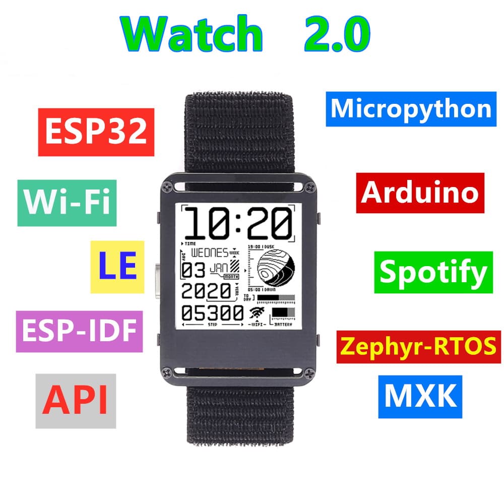 Watch ESP32 Programmable Open Source Electronic Watch Smart Wearable Band E-ink Screen Development Arduino