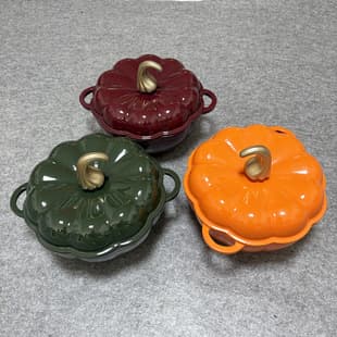 Custom Pumpkin-Shaped Enameled Cast Iron Casserole Enamel Pot for Home Use Soup Pot Compatible with Induction Cooktops