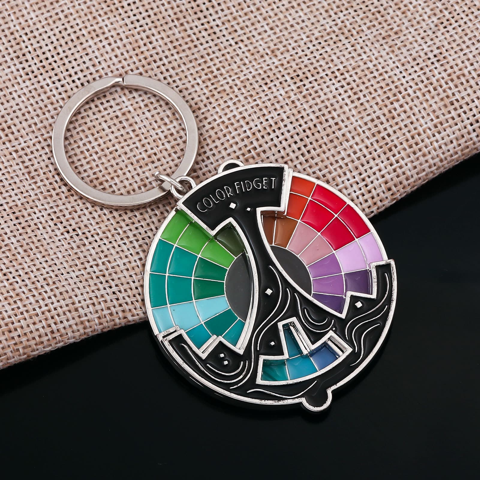 Color Fidget Spinner Keychain Enamel Pin Business Gift Zinc Alloy