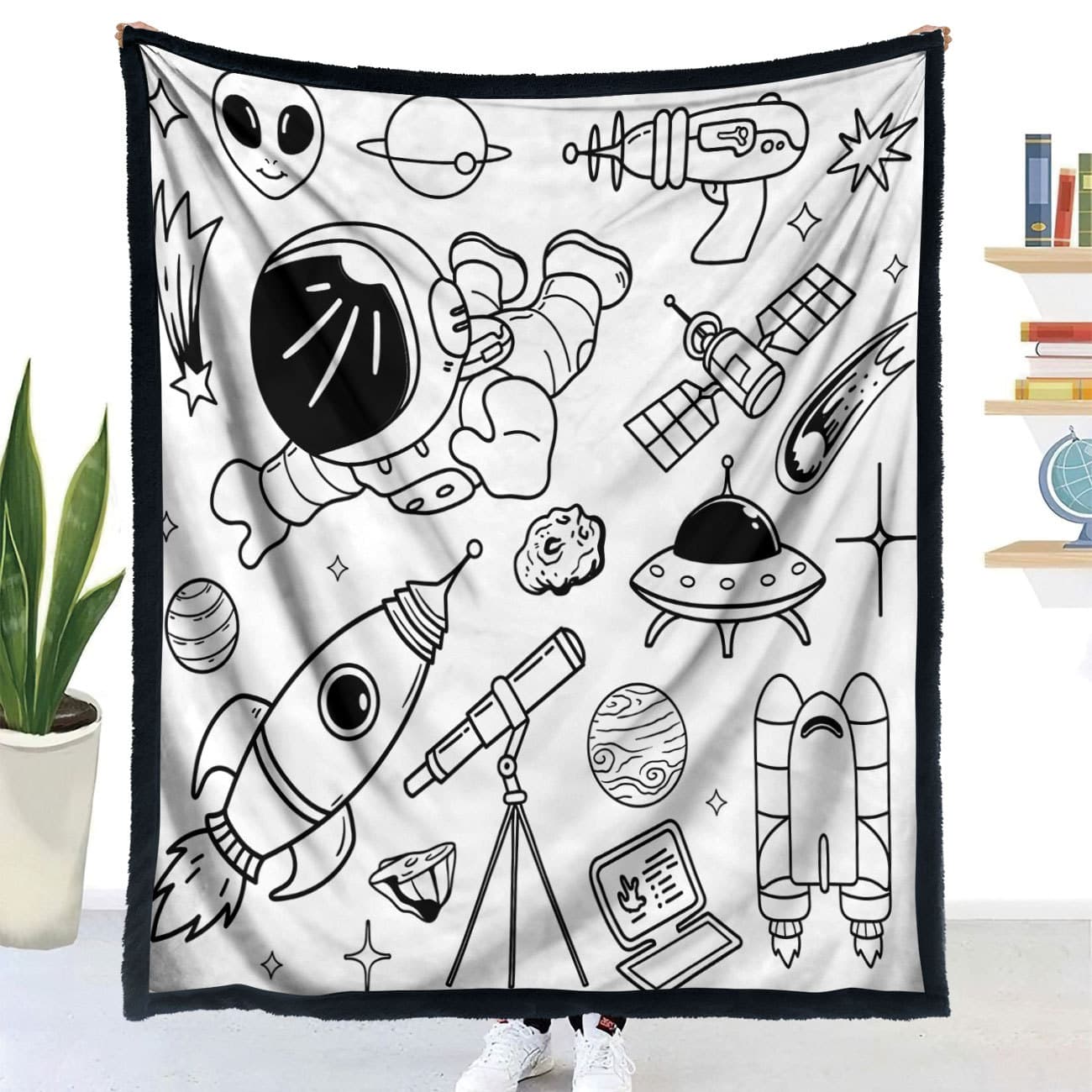 Cross-border Exclusive DIY Coloring Blanket Space Theme