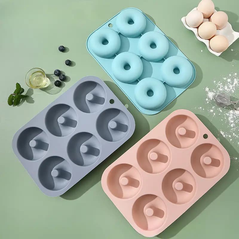 Cross-border Hot Selling Round Hamburger Bun Molds 6-Cavity Donut Homemade French Bread Baking Pan Easy Release Molds