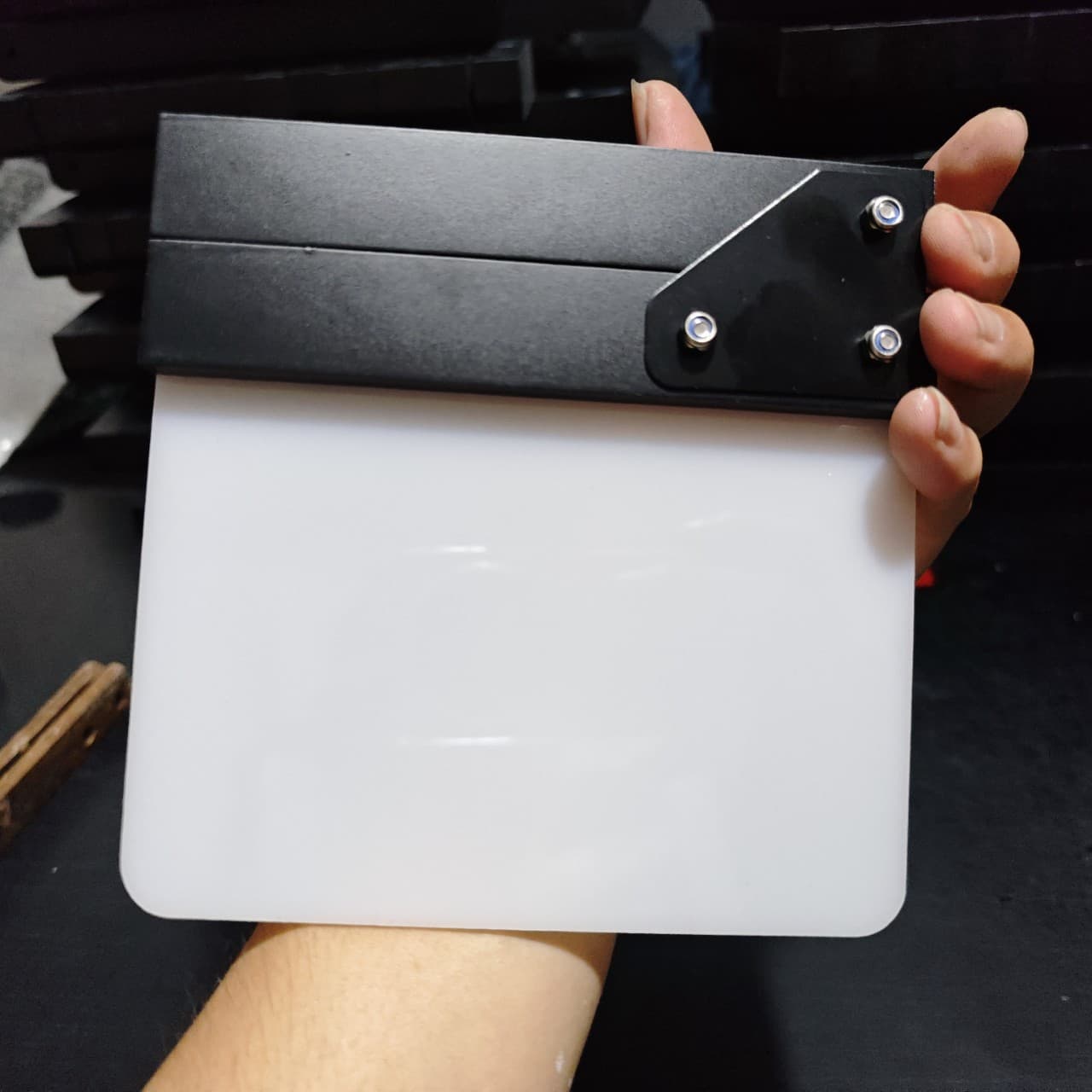 Acrylic clapperboard, close-up DIY, custom-made from your own image, black and white striped film clapperboard, 15.4*15.4cm