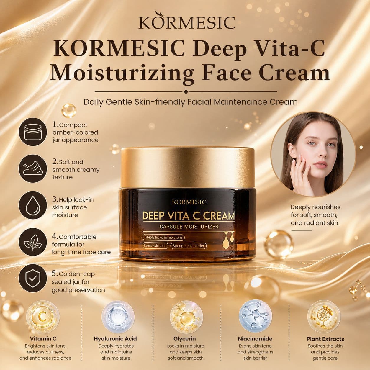 KORMESIC deep vitamin C capsule cream face cream moisturizing foreign trade cross-border manufacturer spot wholesale