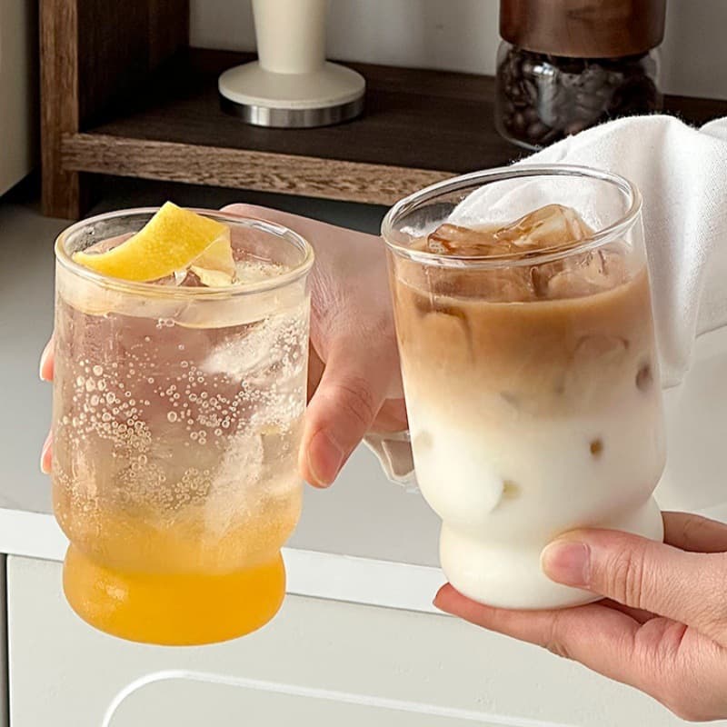 Simple heat-resistant glass cup ins household milk juice cup ice American coffee cold drink cup high borosilicate glass cup