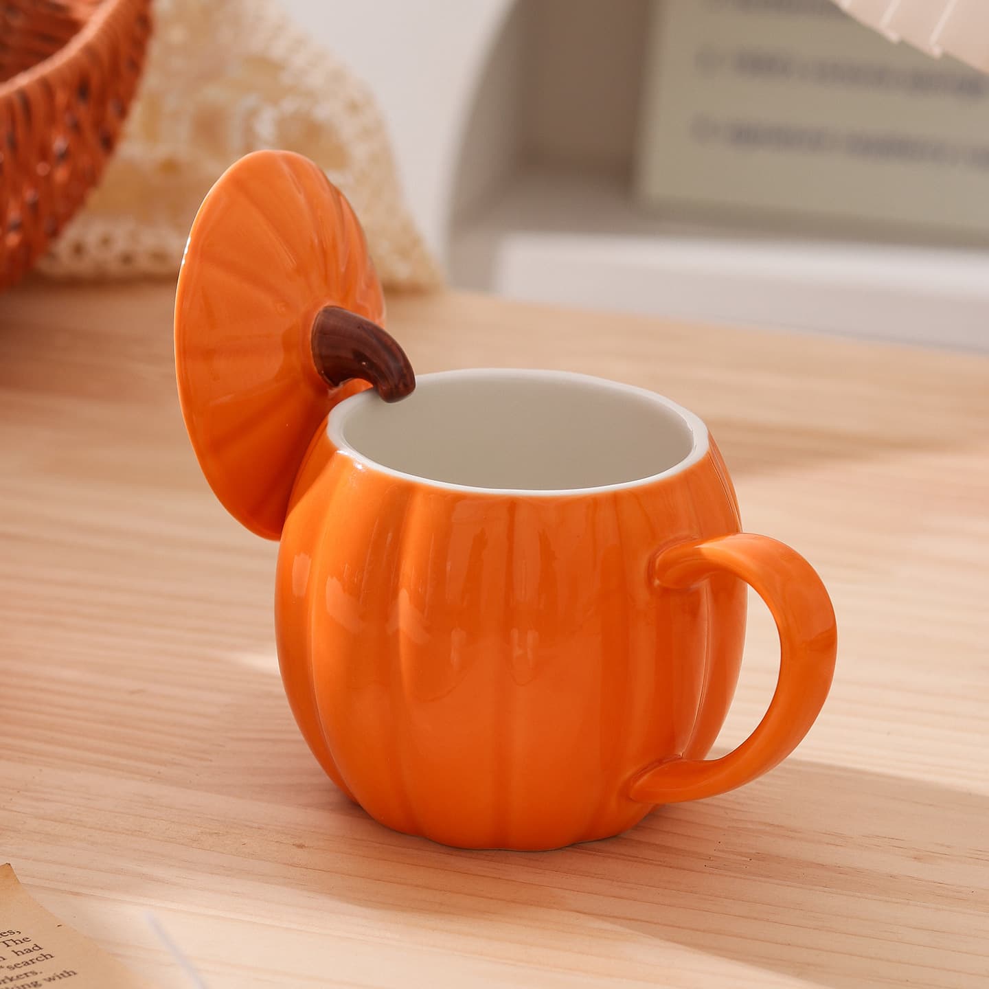Pumpkin Cup Cross-Border Mug with Lid, Stylish Water Cup, Office Coffee Cup, Home Breakfast Cup