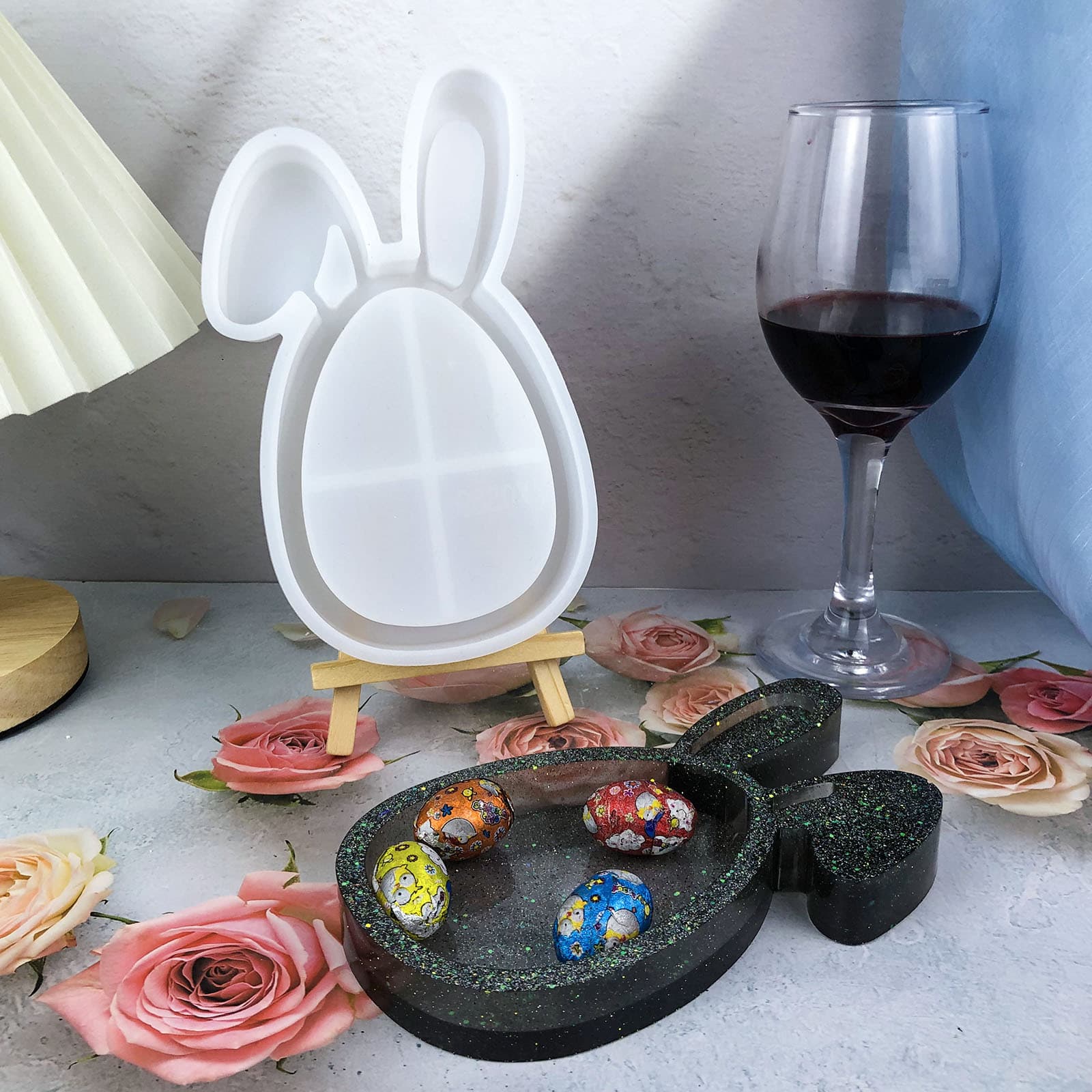 X0389 Egg Rabbit Ears Tray Decoration Mold, Tray DIY Silicone Mold