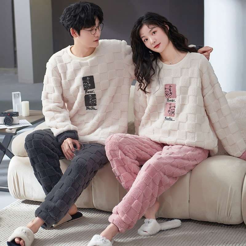 Couple Pajamas Winter Autumn/Winter Coral Fleece Men's and Women's Flannel Thickened Sweet Homewear