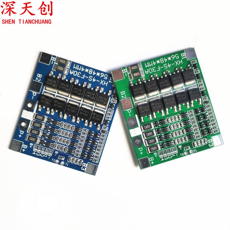 Protection board for 4-cell 14.8V lithium batteries with equalization; protection board for 4-cell 12.8V lithium iron phosphate batteries (30A).