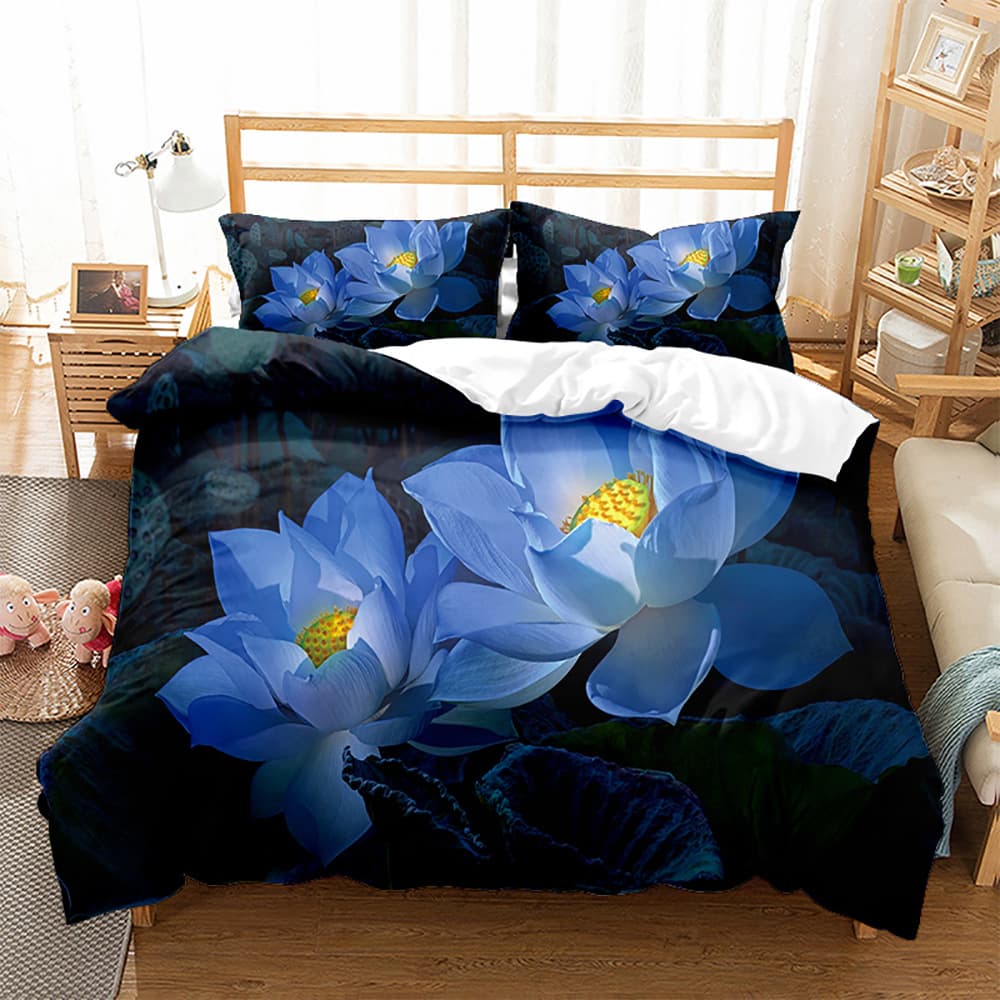 Various 3D Digital Printed Bedding Three-Piece Sets for Foreign Trade, Featuring Flowers, Plum Blossoms, Dandelions, etc., Amazon Drop Shipping