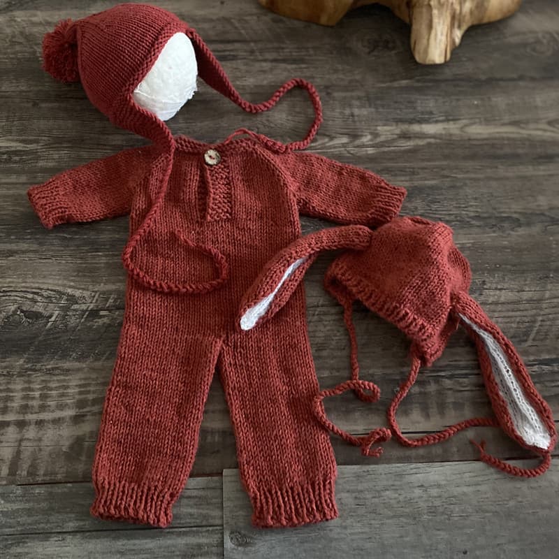 Newborn Photography Props 2024 Retro Red One-piece Romper Suit One Hundred Days Old Baby Photo Clothing