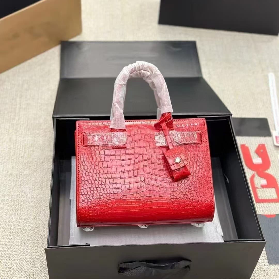Cross-border Yangshulin bag organza crocodile texture women's crossbody bag cowhide shoulder handbag large capacity bag