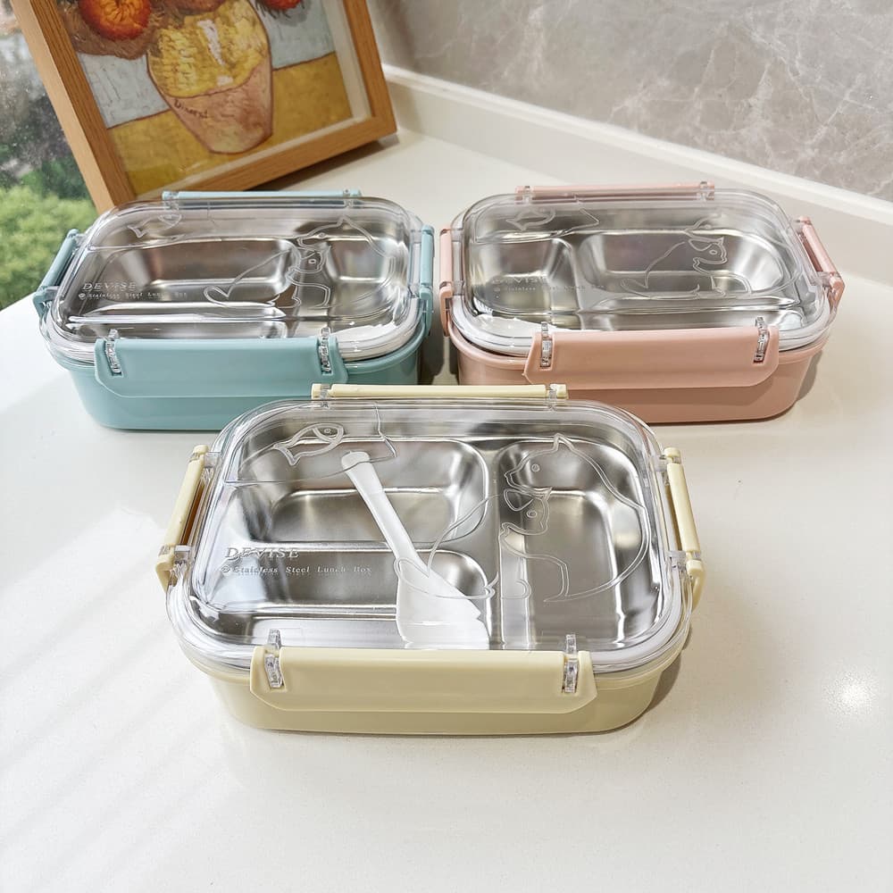 Wholesale stainless steel lunch box double-layer compartment lunch box high-looking children's insulated lunch box cross-border dropshipping