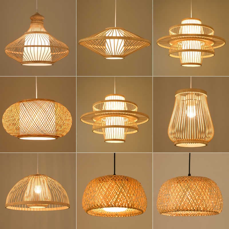 Restaurant pendant lights, new Chinese style, Zen style, Japanese style, bamboo woven lamps, teahouse and hot pot restaurant lanterns, bamboo art catering store lights wholesale