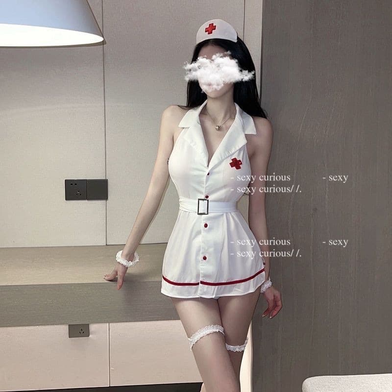 Sexy Nurse Costume Lingerie Set Black White Cosplay Role Play Outfit Wholesale Z2224