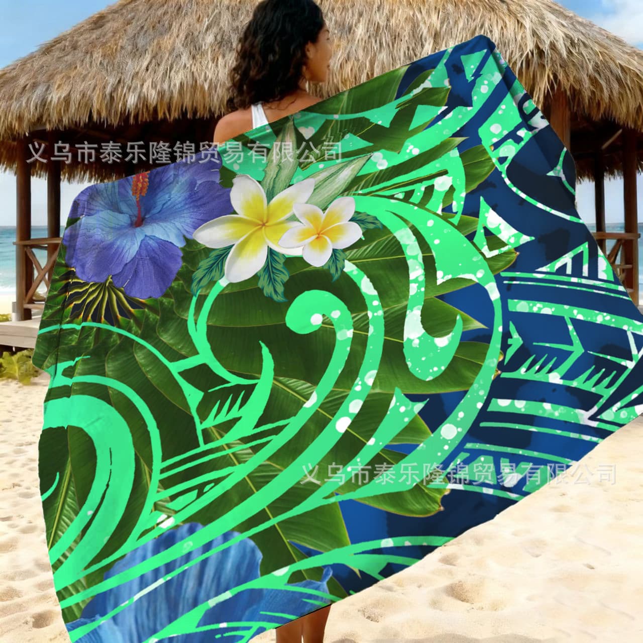 Vanuatu Lavalava/Sarong with South Pacific Islands totem print in rayon.