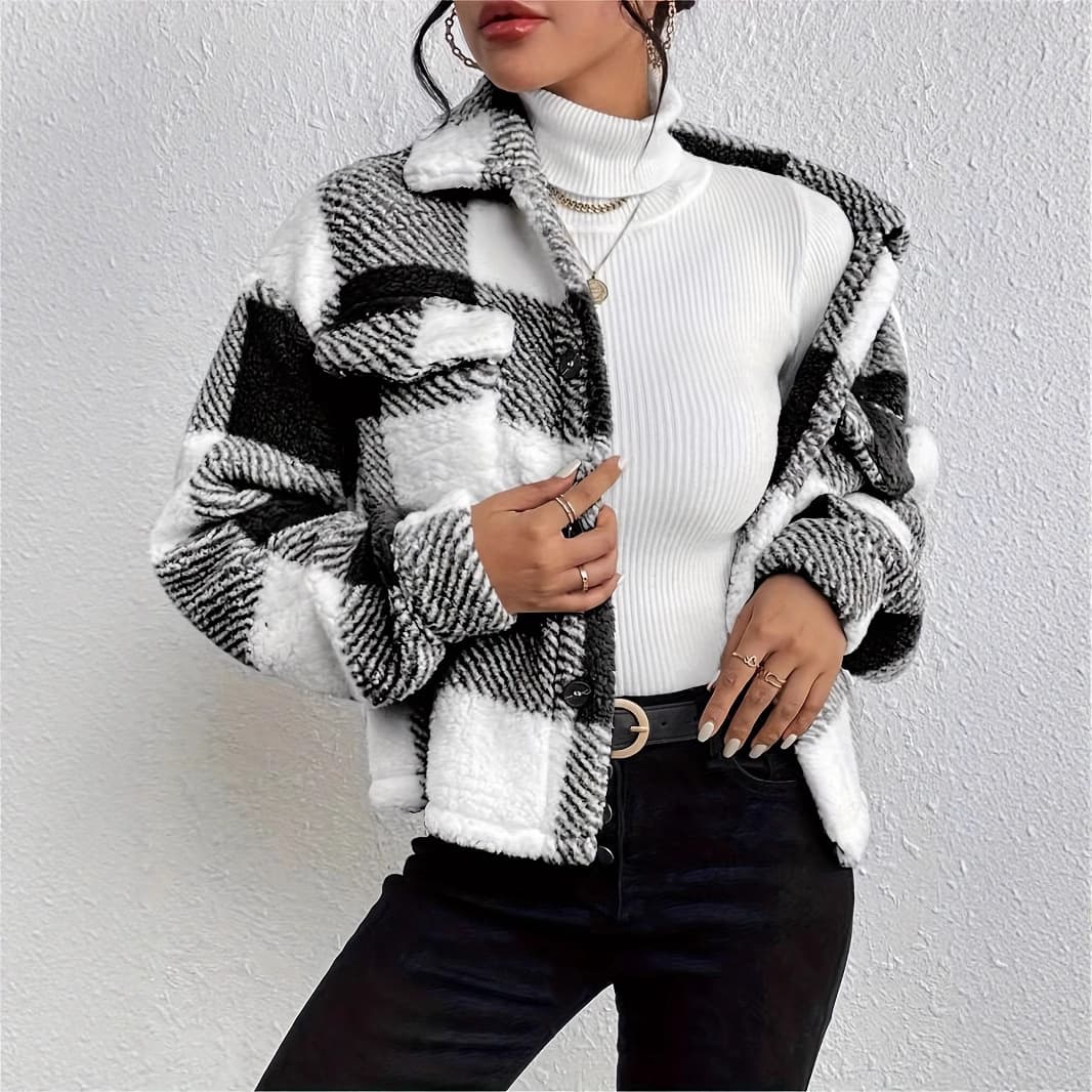 European and American Cross-Border Double-Sided Fleece Patch Pocket Button Cardigan Comfortable Casual Warm Women's Jacket Independent Station AliExpress