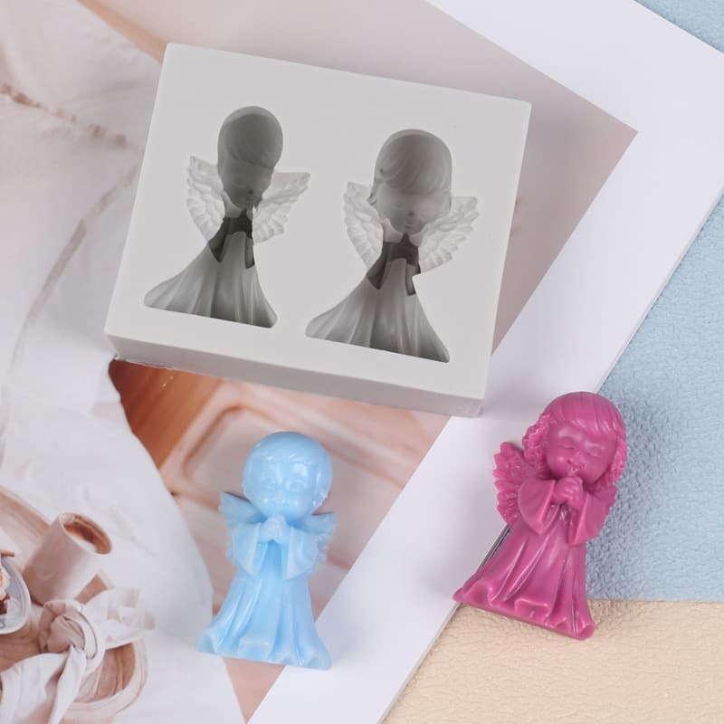DIY 3D Angel Boy Girl Aromatherapy Candle Art Soap Chocolate Mousse Making Silicone Mold