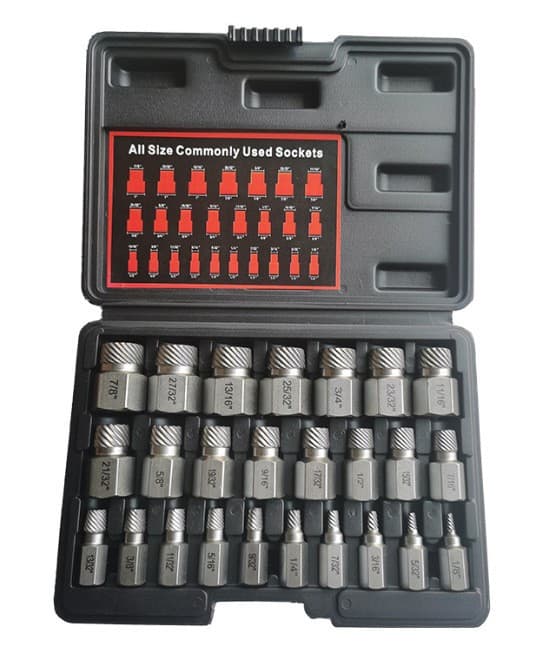 Factory 25-Piece Hex Shank Imperial Screw Extractor Set for Damaged, Stripped Screws and Bolts Removal Tool