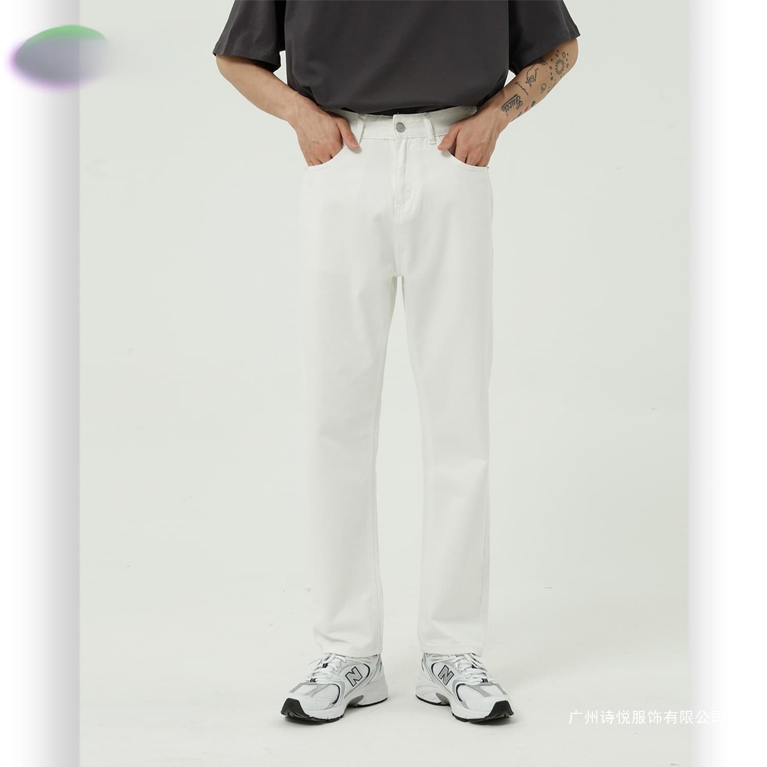 Men's | Black and White Basic Simple Jeans Men Slim Fit Long Pants Black White Gray Cotton