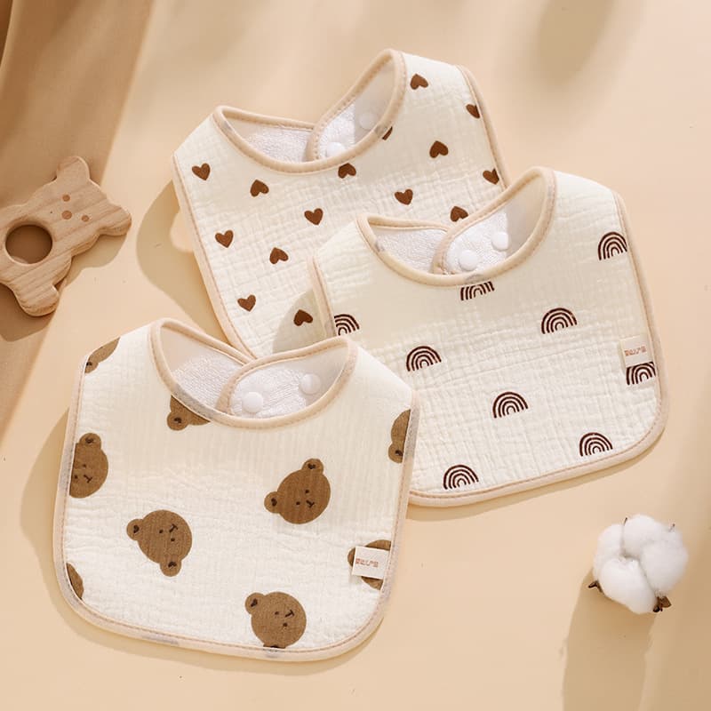 Waterproof Pure Cotton Muslin Baby Bibs U-Shaped A-Class Infant Drool Towels Children's Waterproof Bibs Unisex Baby Bandanas