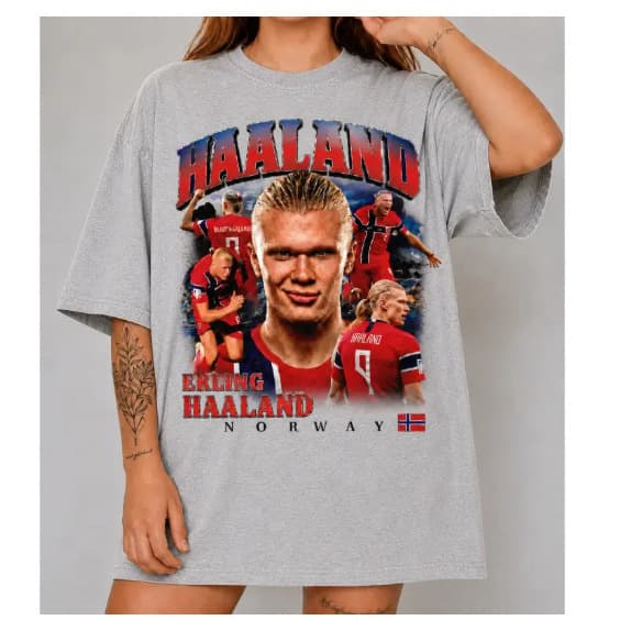Erling Haaland T-shirt retro graphic jersey, Norway football team jersey, football fan T-shirt