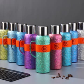 Premium Pure Titanium Double-layer Heirloom Thermos, Large Capacity Antibacterial Handle Jug for Home/Office/Gifting