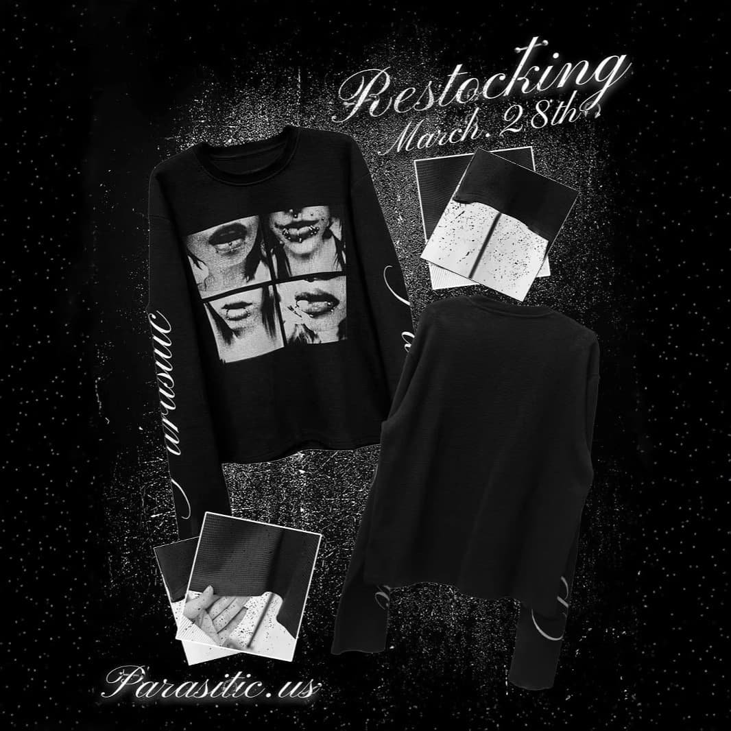 Y2K American Retro Millennium Letter Print T-Shirt Dark Street Punk Unisex Long Sleeve Top Wholesale