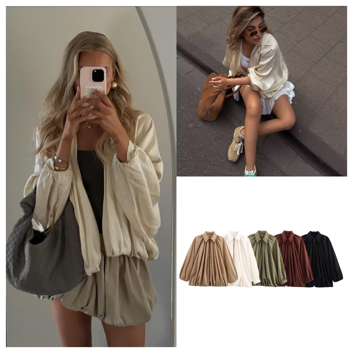 2025 Summer New Polo Collar 5-Color Loose Tent Pilot Long-Sleeved Jacket for European and American Markets